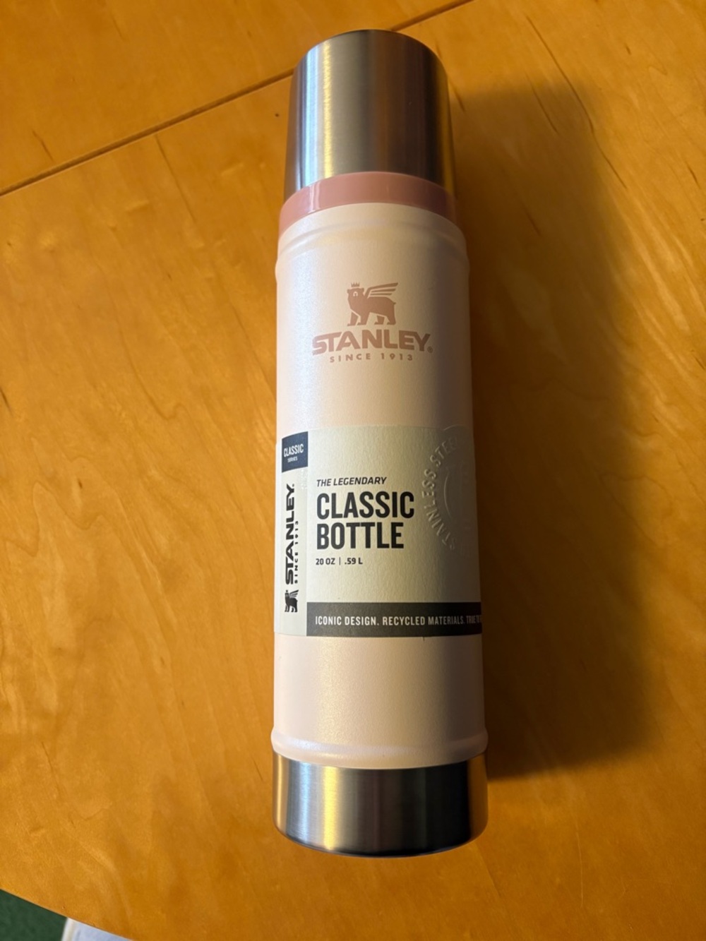 Stanley Classic Bottle in Pale Pink with Stainless Accents